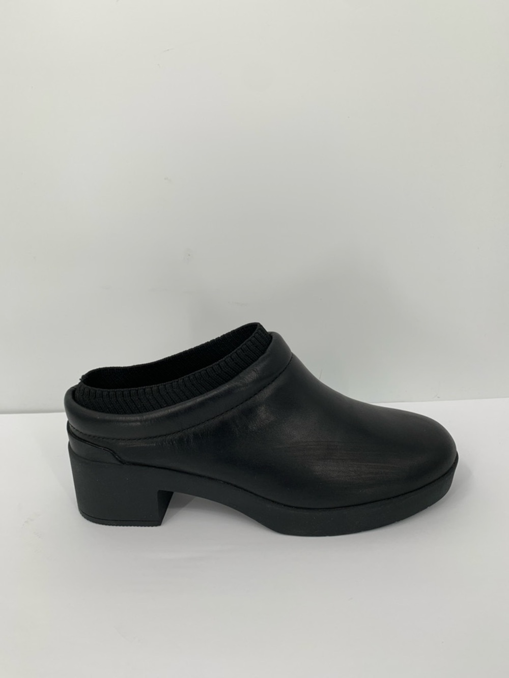 ABEO Capital clog chunky black leather comfort slide platform heel women new 8.5
